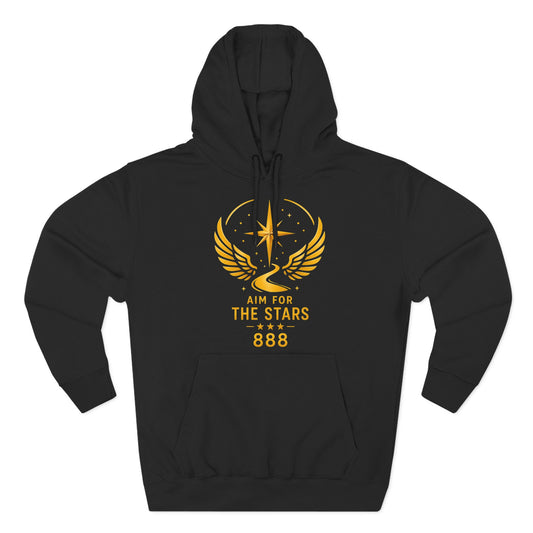 Aim for the Stars Men Black Hoodie — Inspirational 'He Stopped Waiting for a Sign, He Became One' Fleece