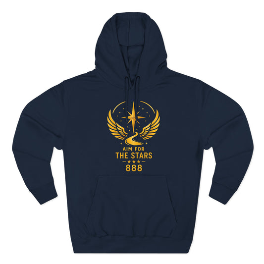 Aim for the Stars Men Navy Hoodie — Inspirational 'He Stopped Waiting for a Sign, He Became One' Fleece