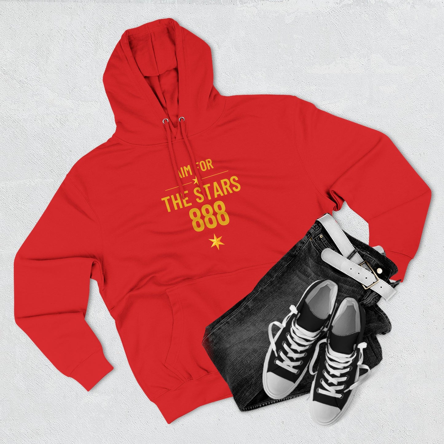 Aim For The Stars Men Red Hoodie — Motivational “Your Future Is Worth the Work You Do Today” Fleece Hoodie
