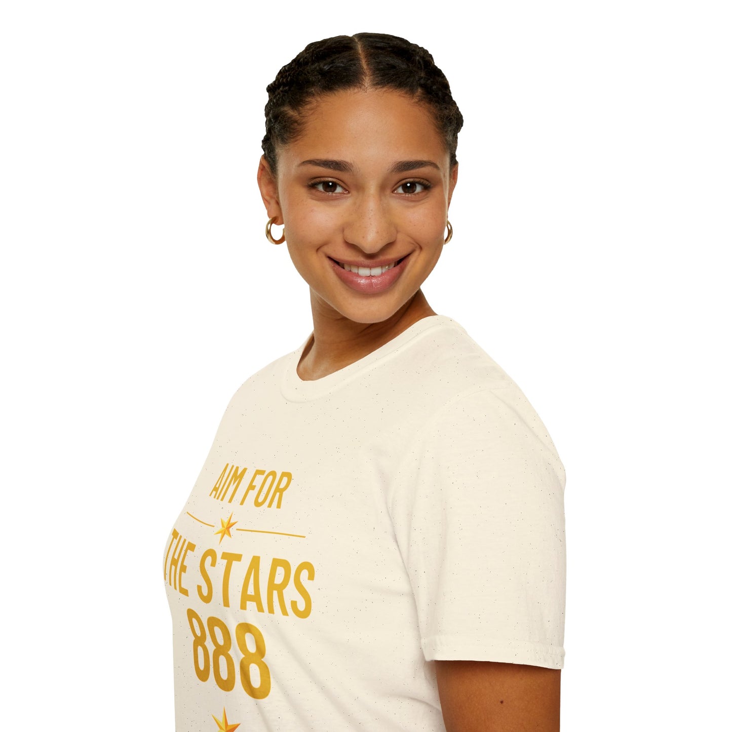 Aim For The Stars Women Cream Edition T-Shirt — Motivational Tee “One Life, Endless Possibilities”
