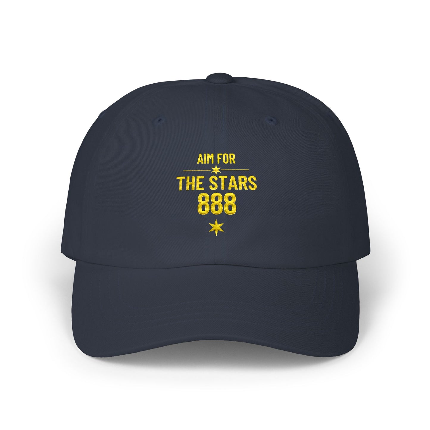 Embroidered 'Aim for the Stars' Men’s Navy Organic Baseball Cap — "Dream It Plan It Live It "