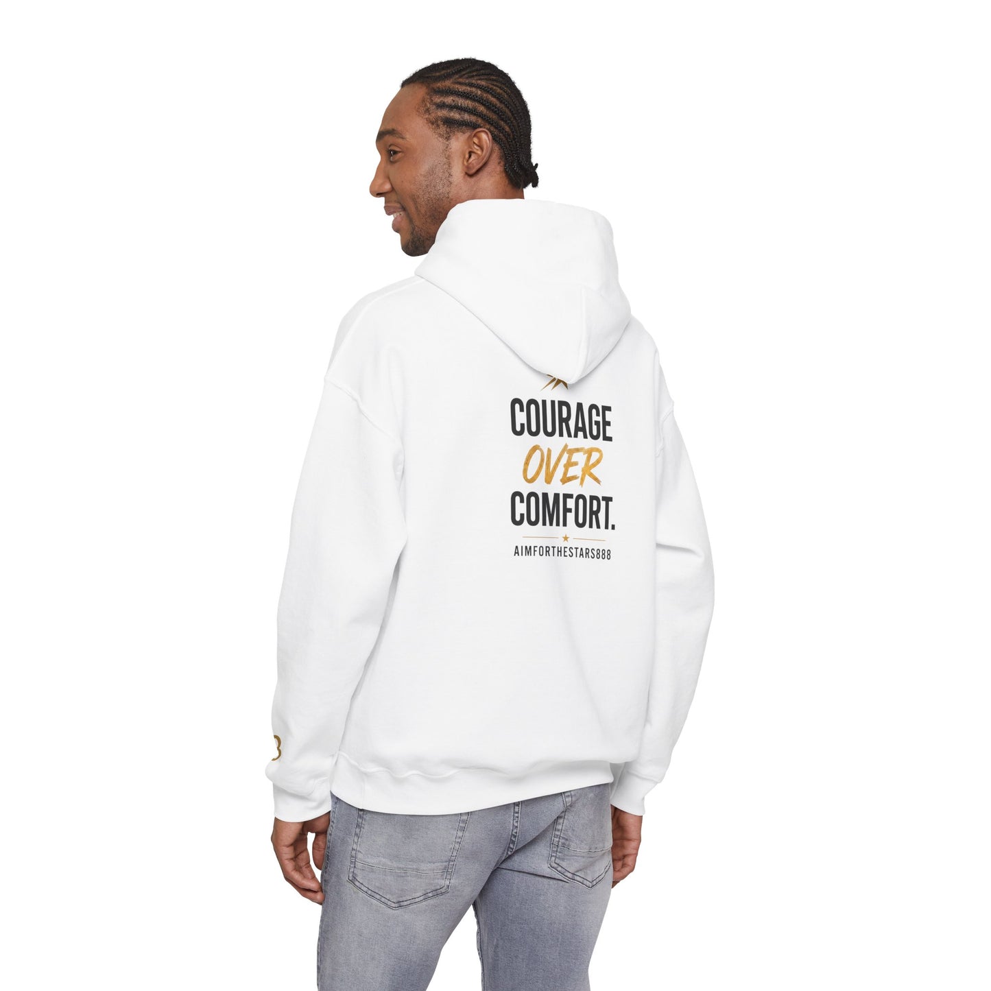 Courage Over Comfort Men's Heavyweight Graphic Hoodie