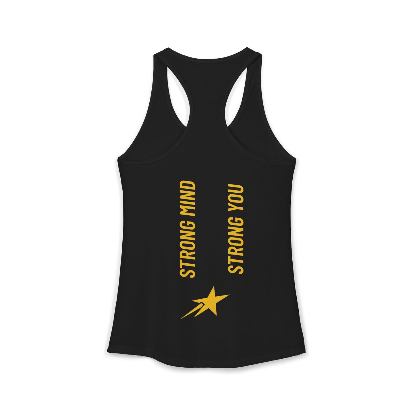 Aim For The Stars Women Black Edition Racerback Tank — Inspirational “Strong Mind, Strong You” Workout Tank