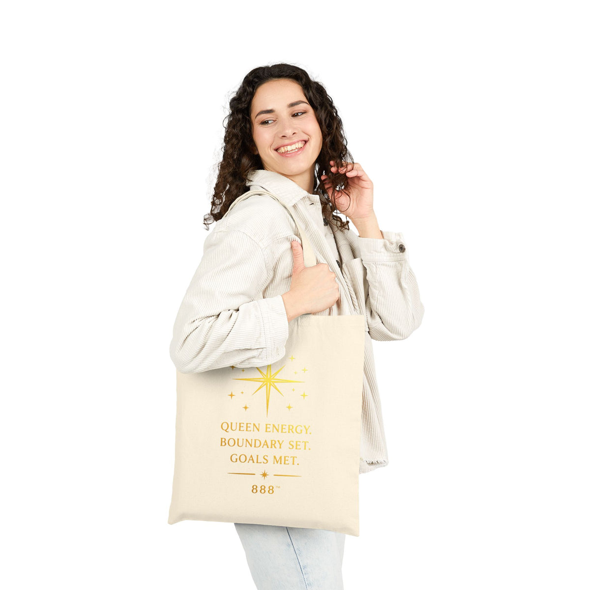 AFTS888 Women’s Tote Bag — Queen Energy, Boundaries Set Motivational Quote Tote