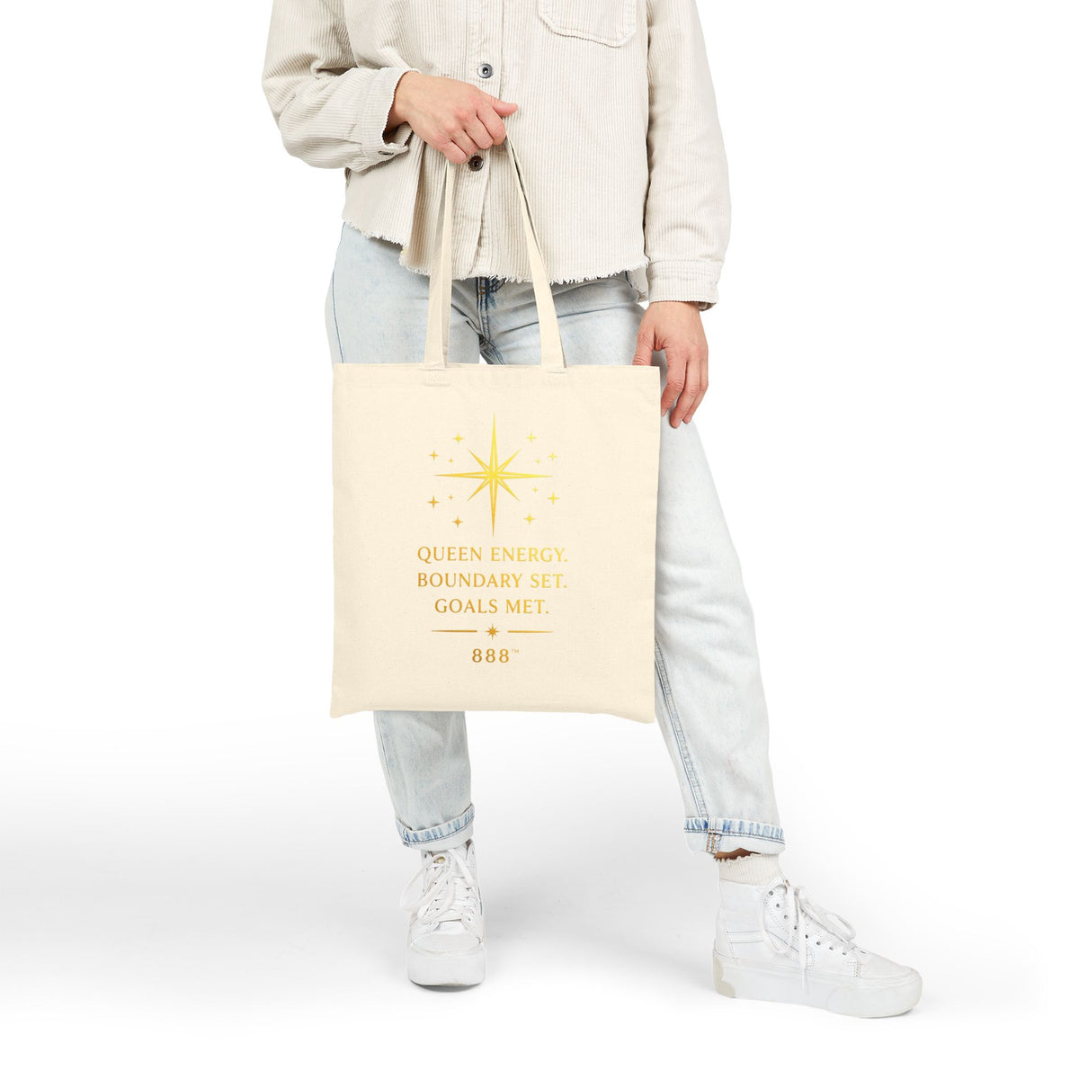 AFTS888 Women’s Tote Bag — Queen Energy, Boundaries Set Motivational Quote Tote