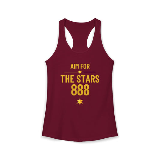 Aim For The Stars Women Burgundy Edition Racerback Tank — Inspirational “Stay focused” Workout Tank