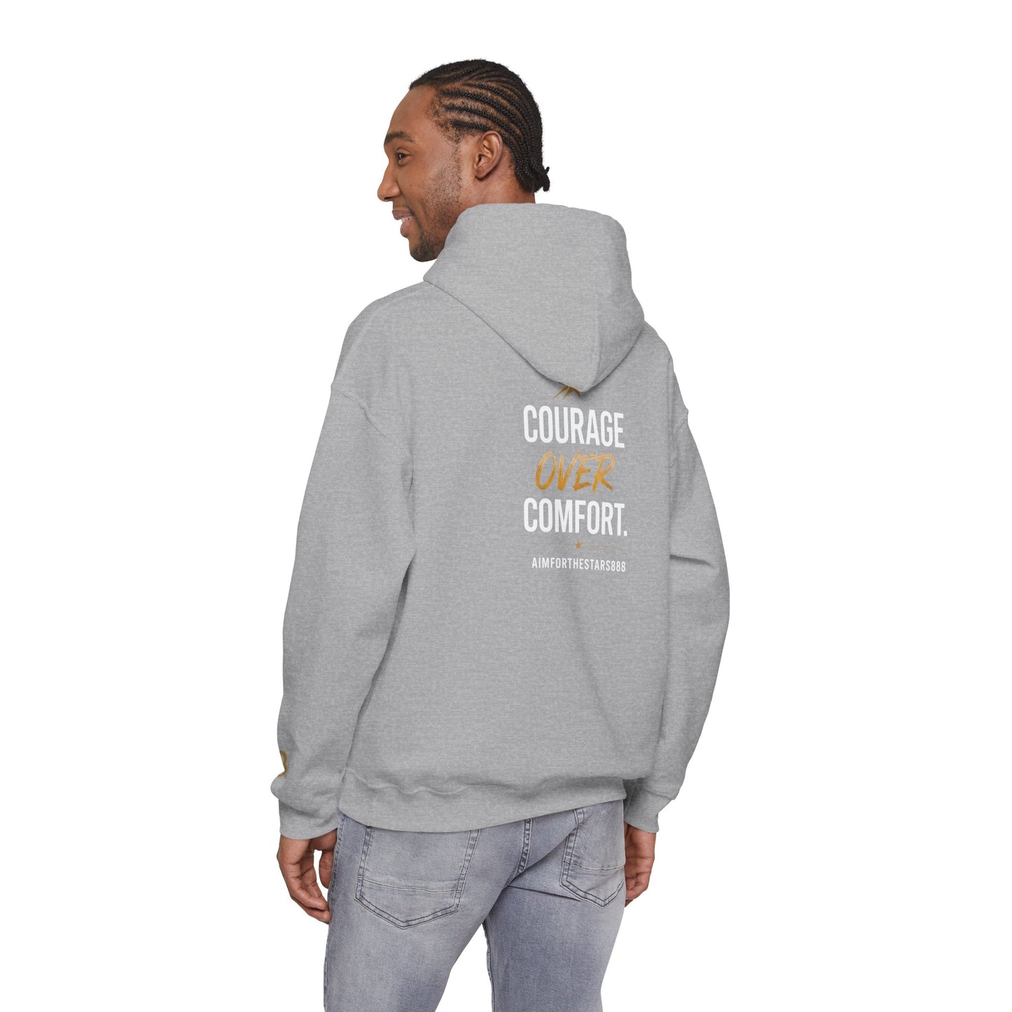 Courage Over Comfort Men's Heavyweight Graphic Hoodie