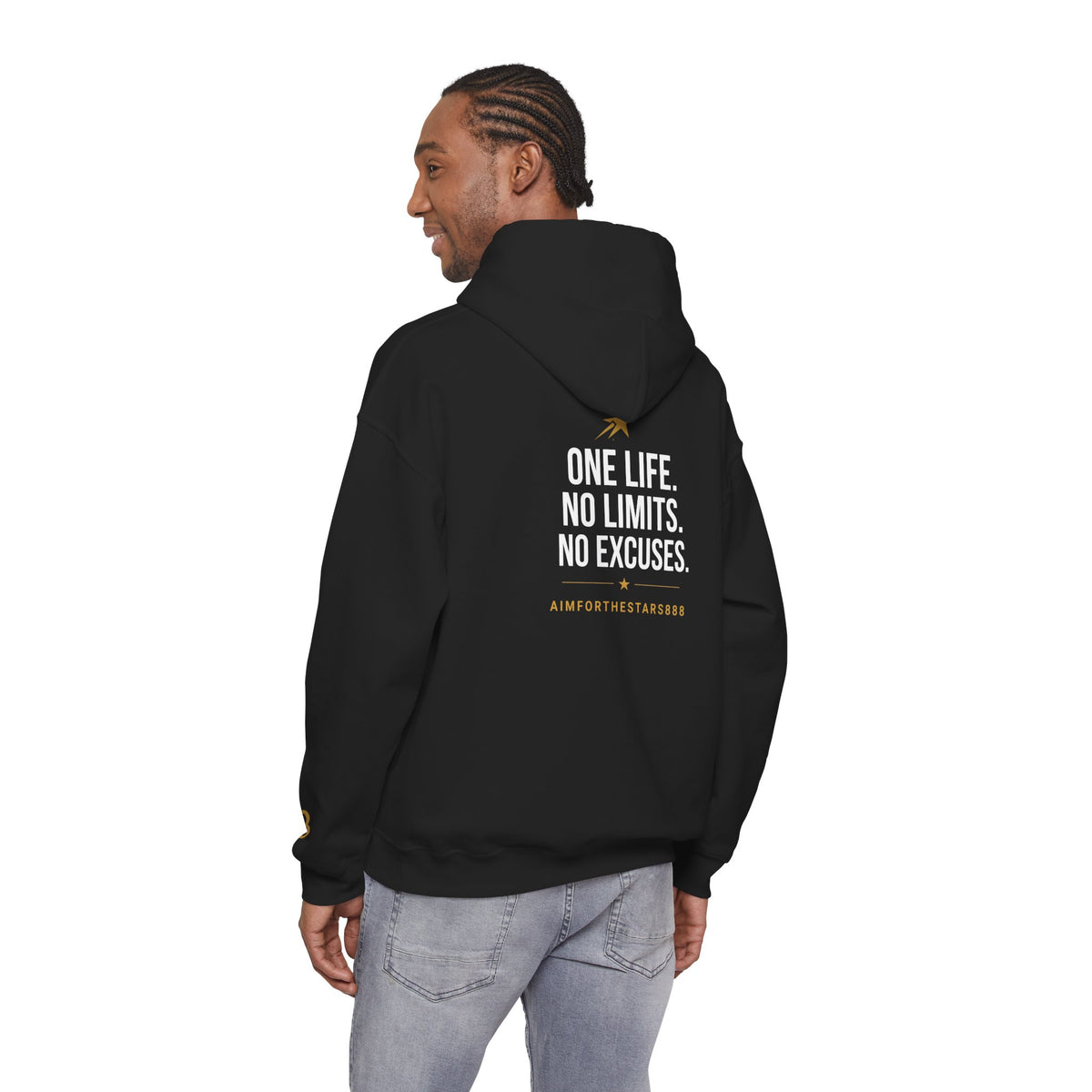 One Life No Limits No Excuses Men's Motivational Hoodie