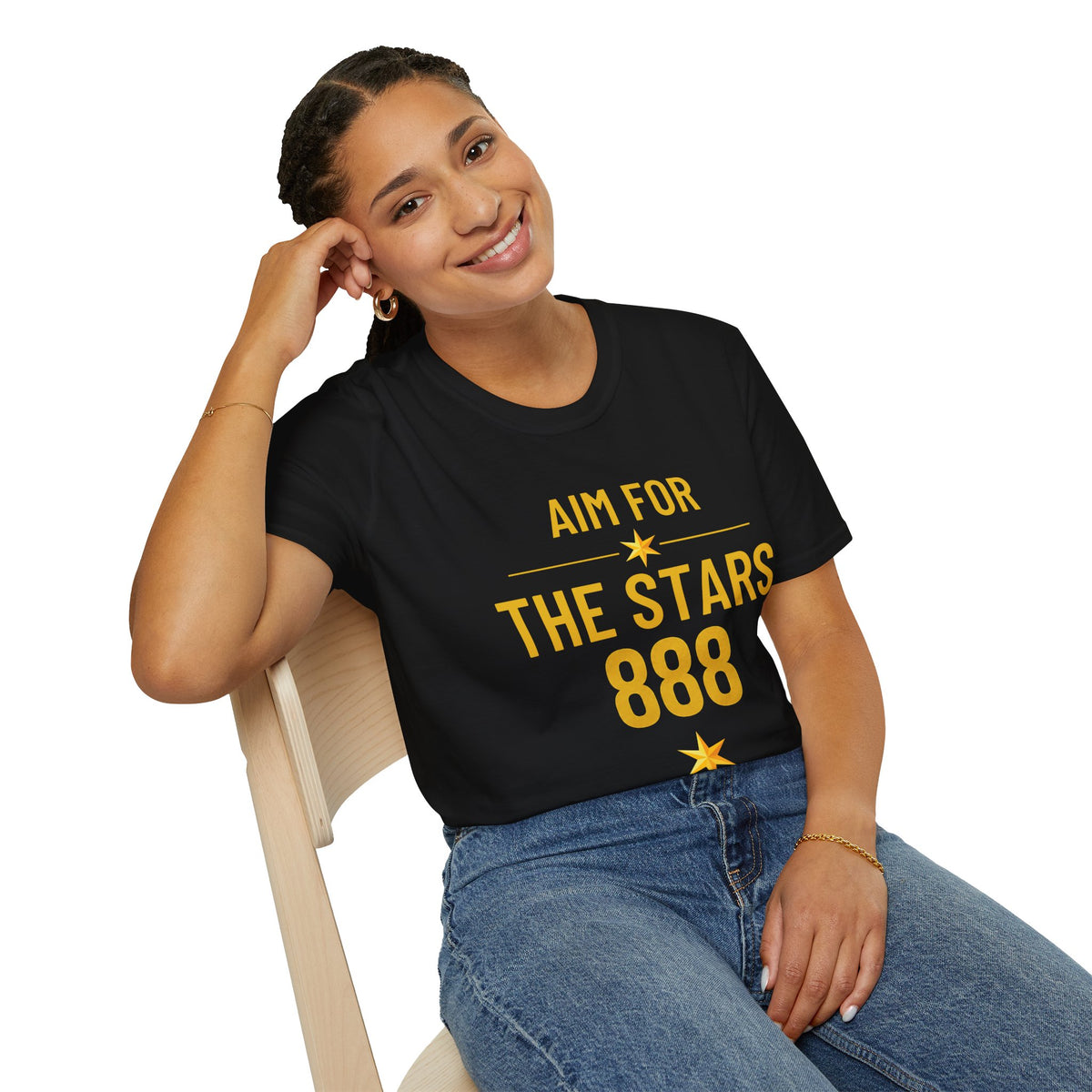 Aim For The Stars Women Black Edition T-Shirt — Inspirational Tee “Your Only Limit Is the Standard You Set”