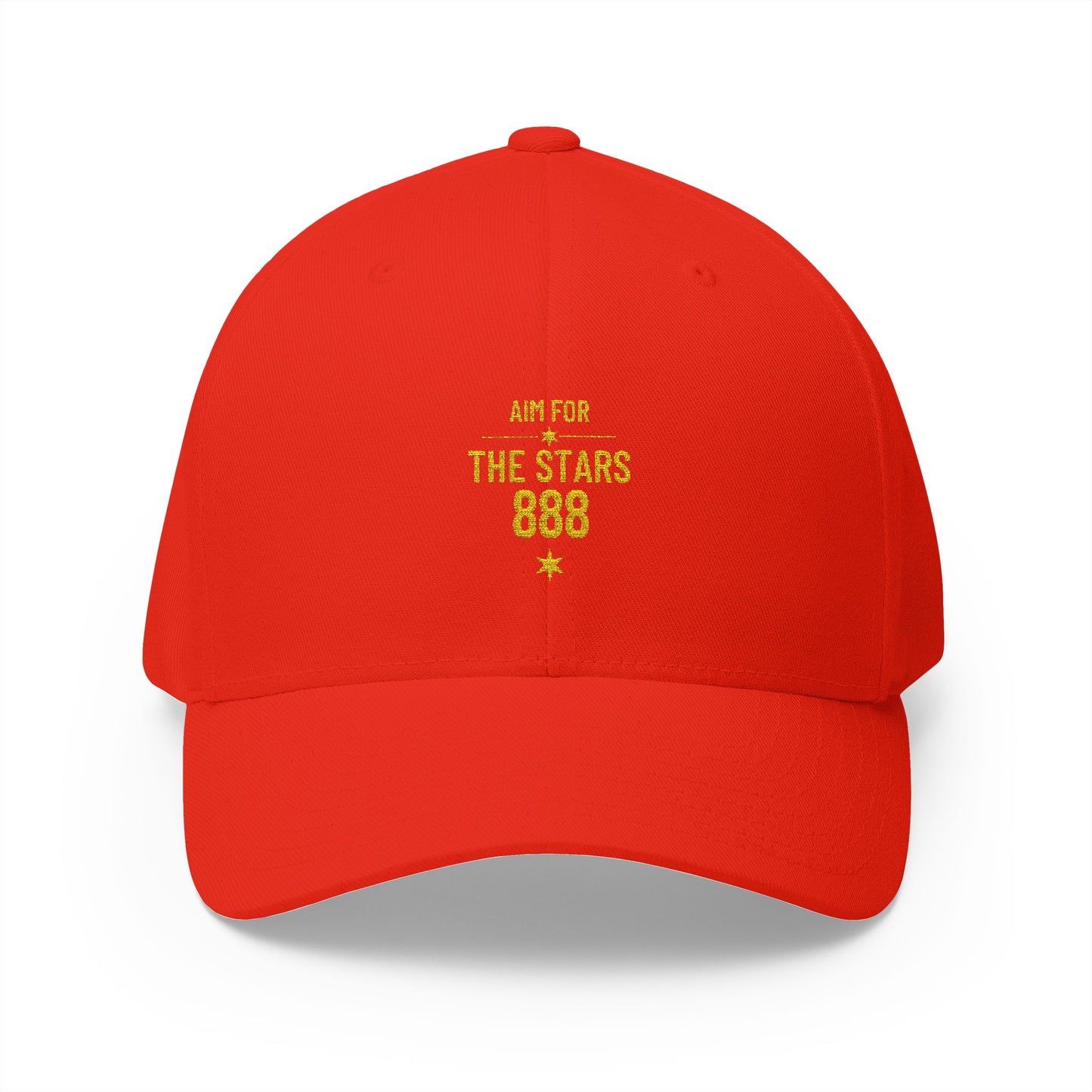 Embroidered 'Aim for the Stars' Men’s Red Organic Baseball Cap — "Believe build become"