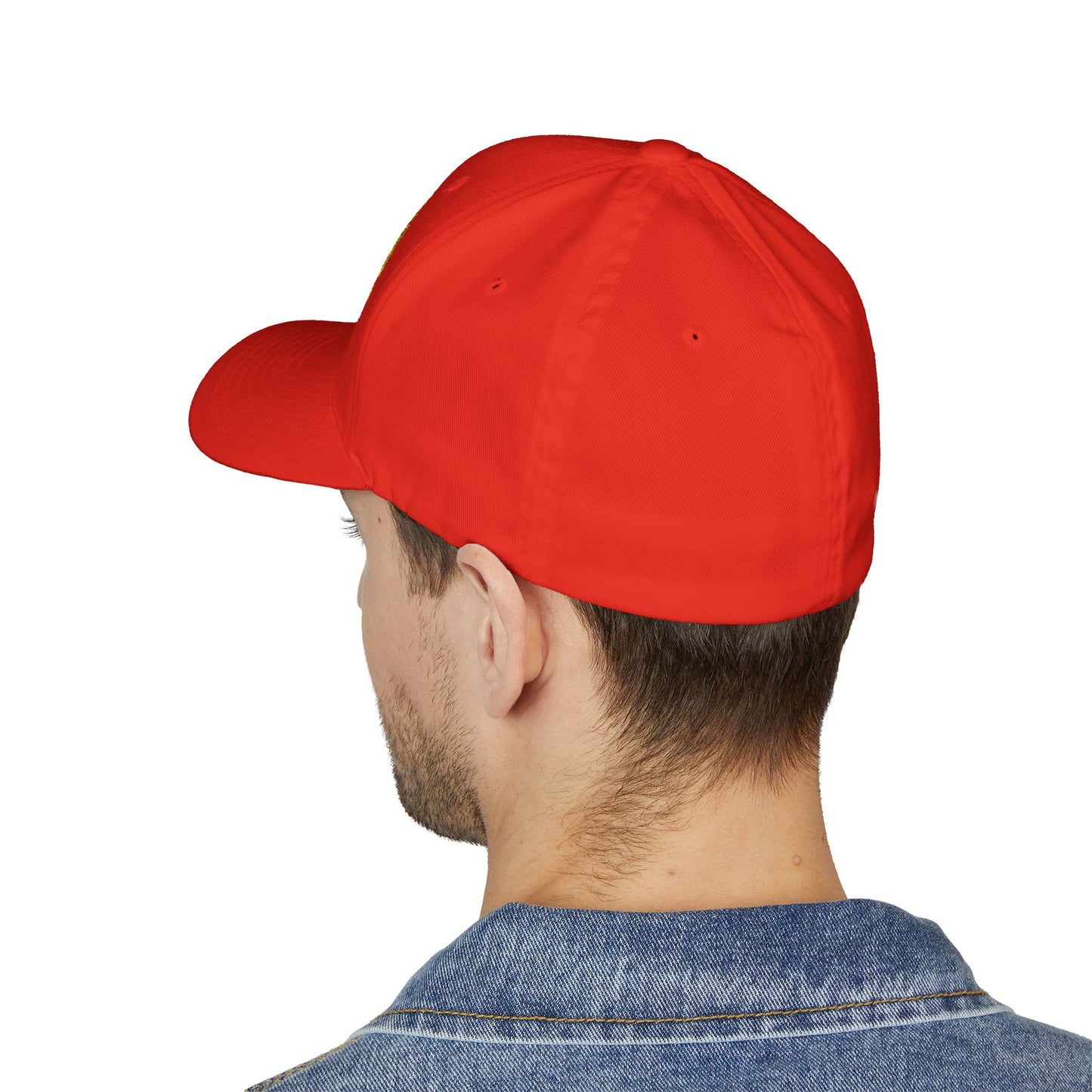 Embroidered 'Aim for the Stars' Men’s Red Organic Baseball Cap — "Believe build become"