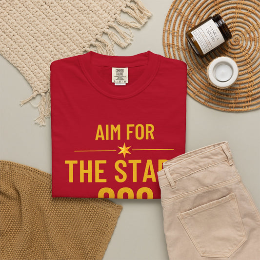 Aim For The Stars Men Red Edition T-Shirt — "Protect Your Peace Guard Your Growth"