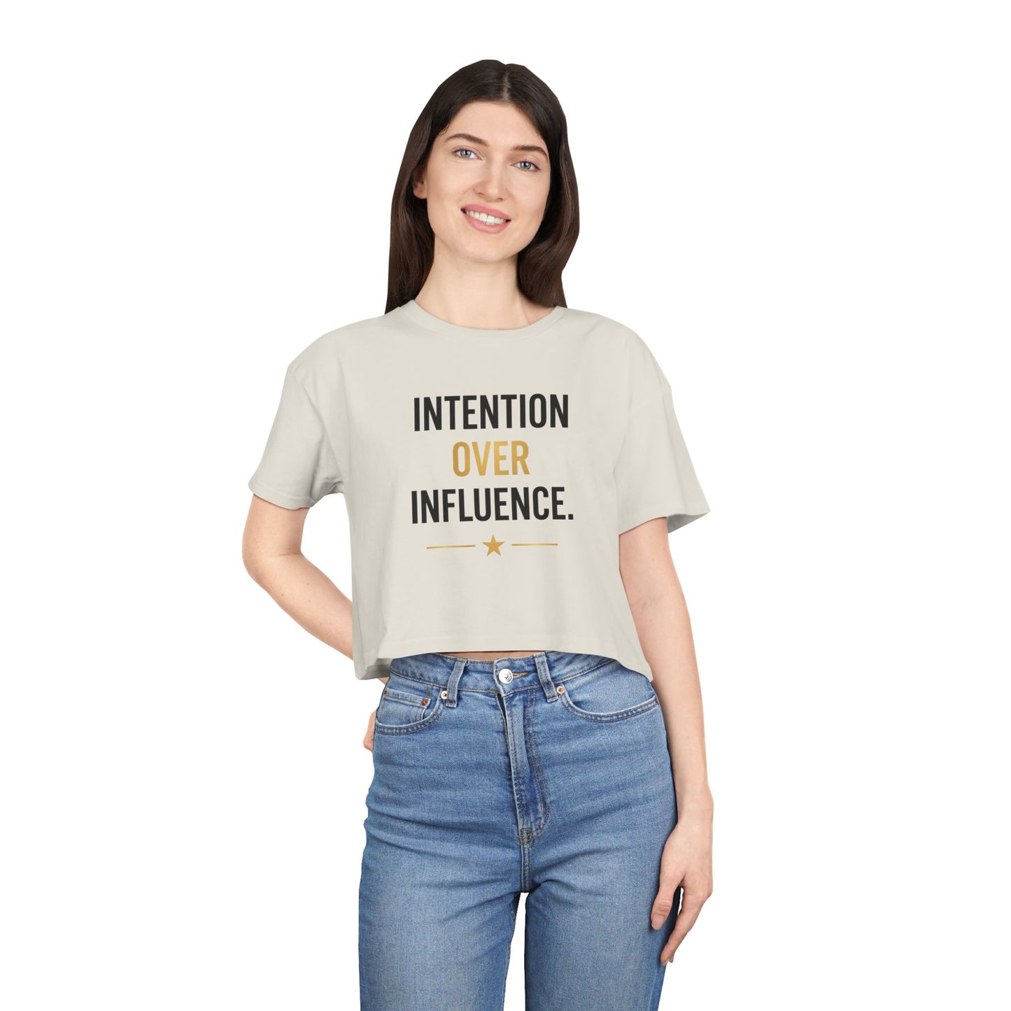 Intention Over Influence Women's Motivational Crop Tee