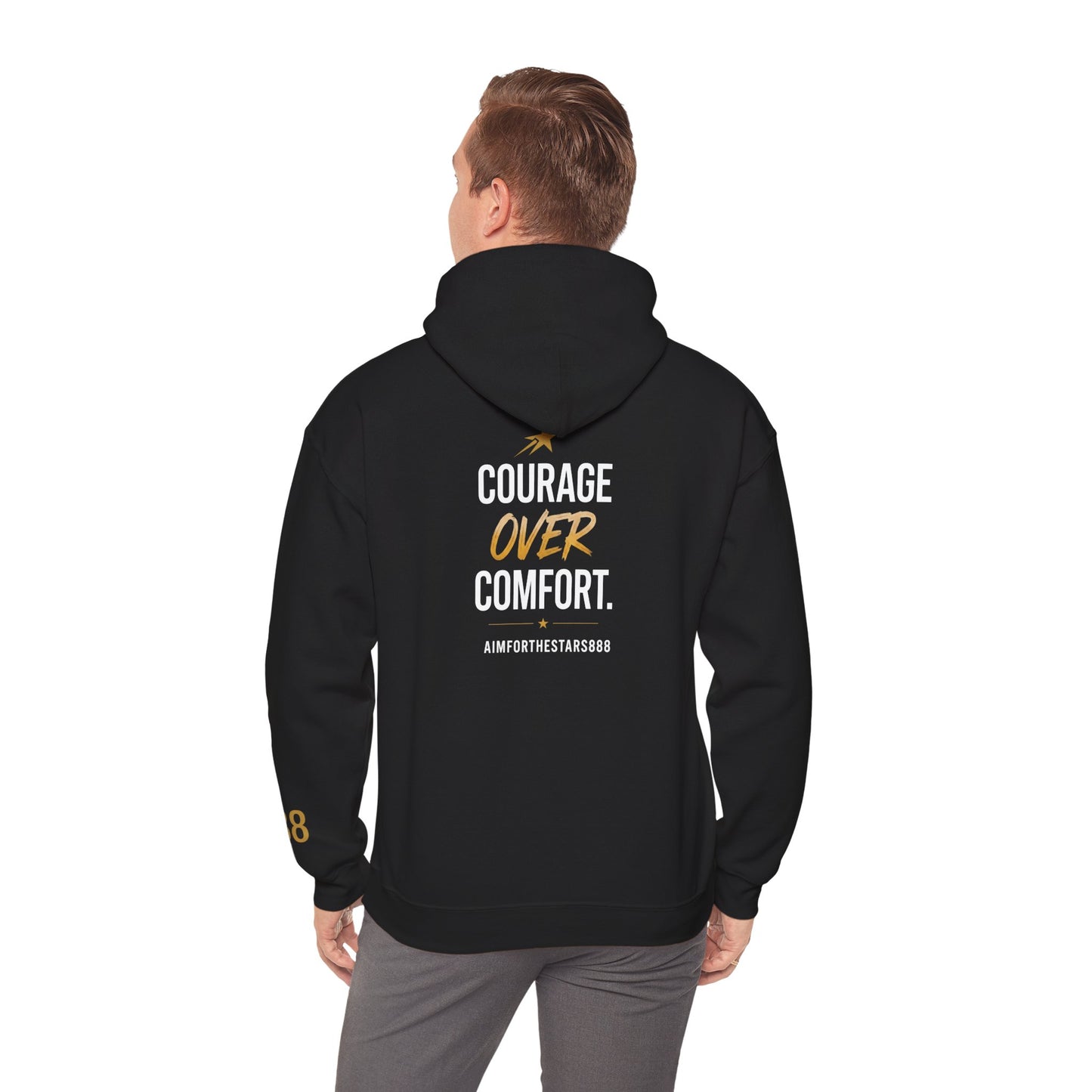 Courage Over Comfort Men's Heavyweight Graphic Hoodie