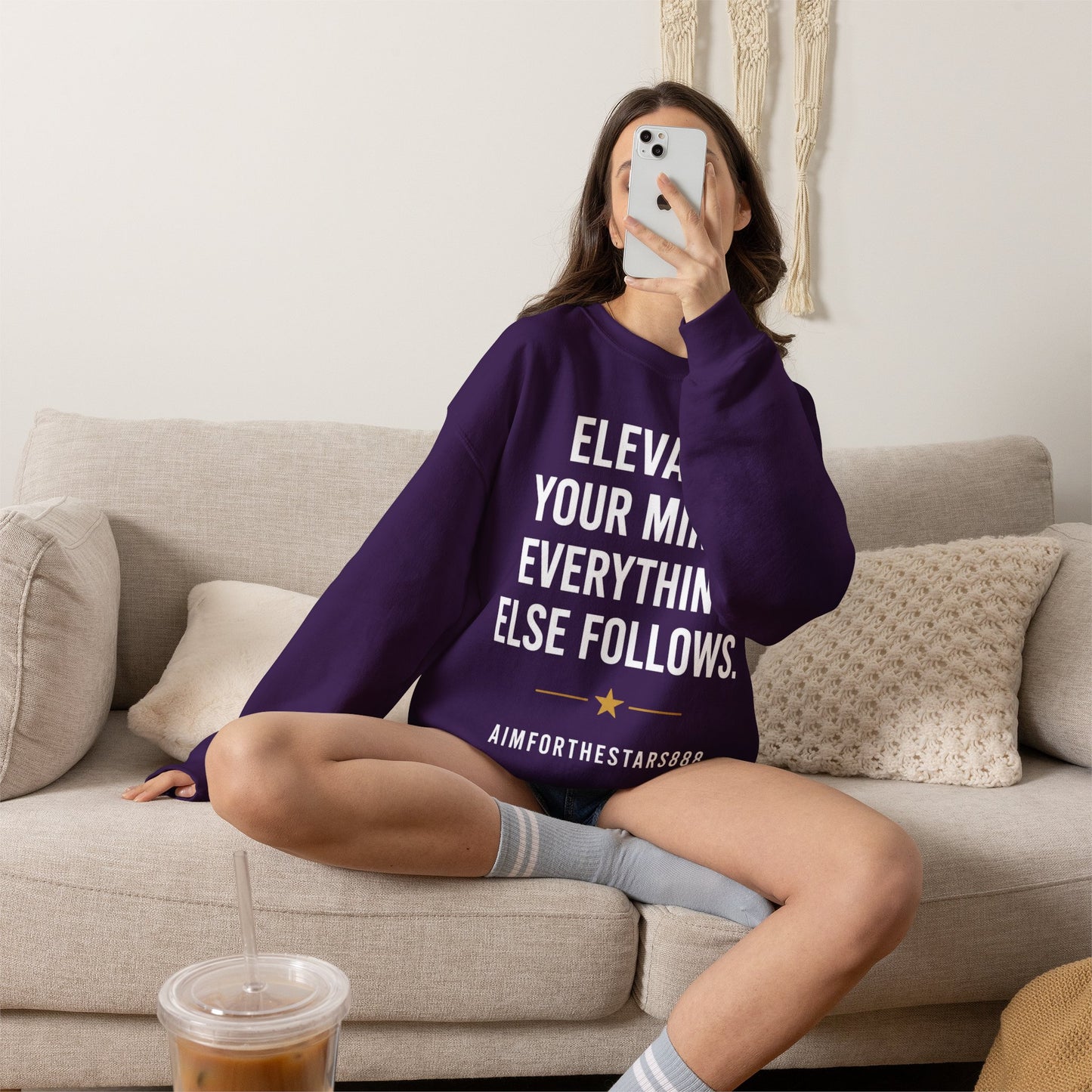 Elevate Your Mind Women's Inspirational Crewneck Sweatshirt