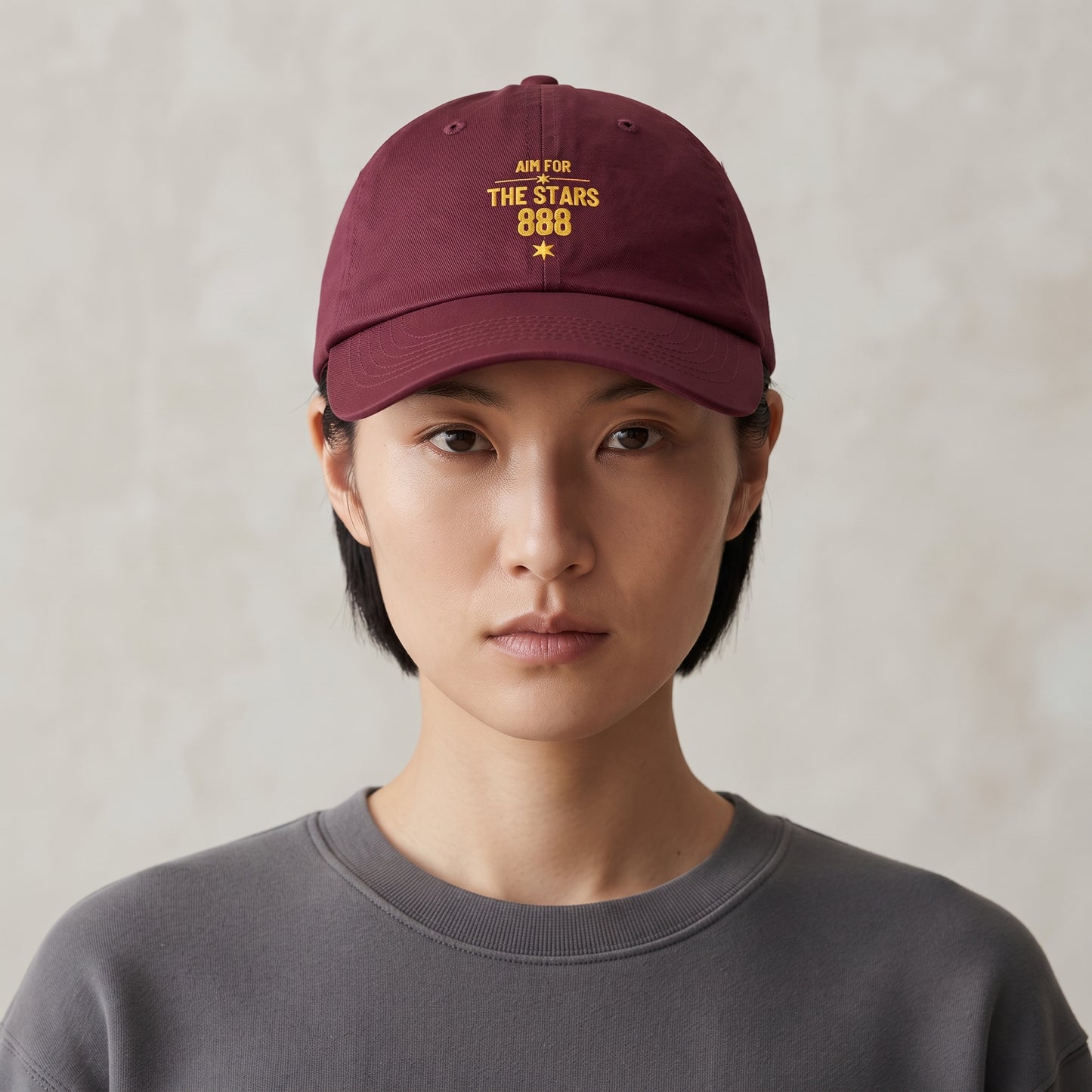 Embroidered 'Aim for the Stars' Women Organic Baseball Cap — "Believe Build Become"
