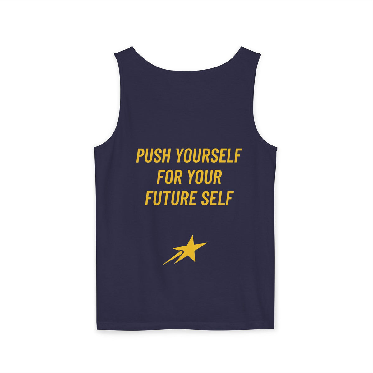 Aim For The Stars 888 Men Navy Edition Tank Top — Motivational Graphic “Push Yourself for Your Future Self”