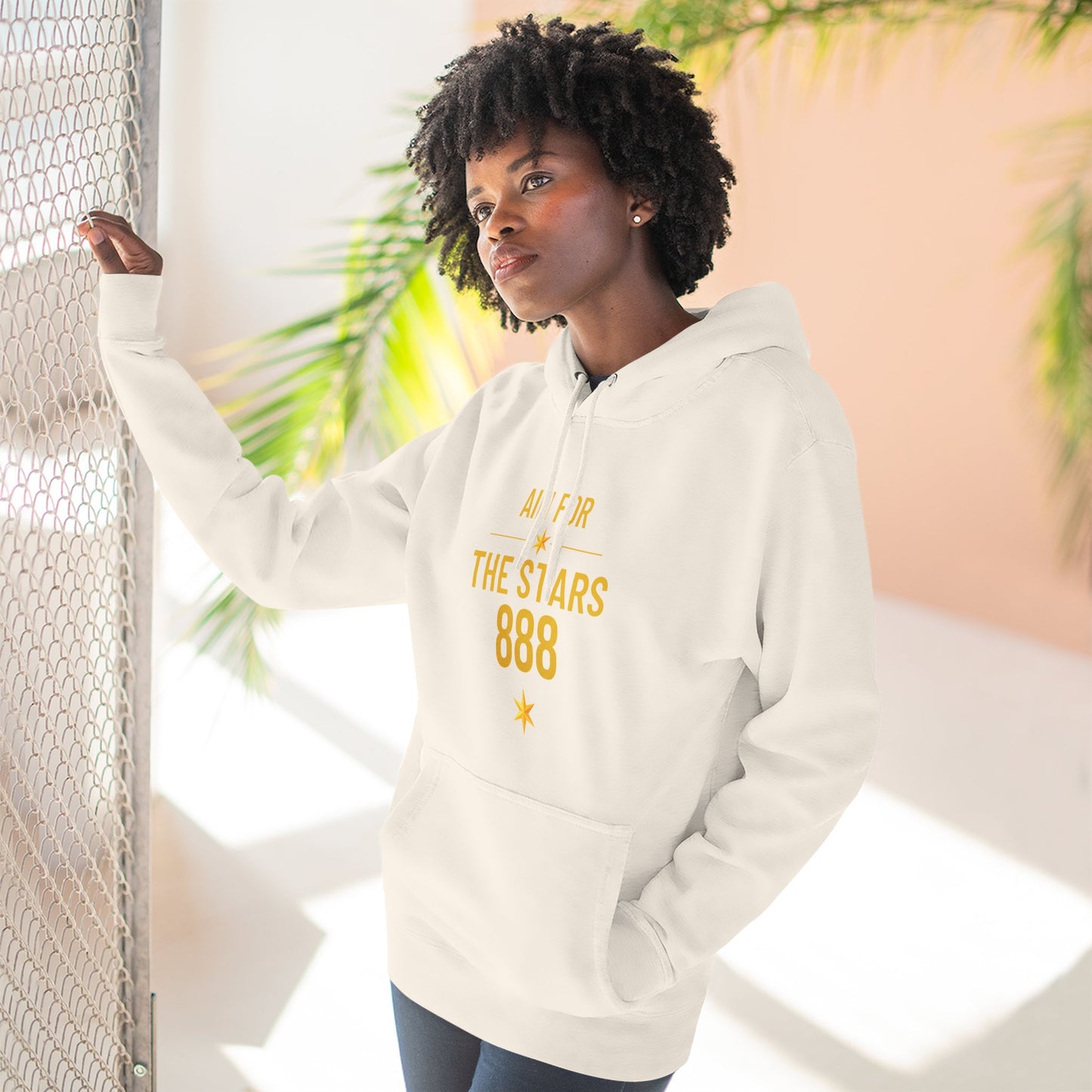 Aim For The Stars Women Cream Hoodie — Motivational “Your Future Is Worth the Work You Do Today” Fleece Hoodie