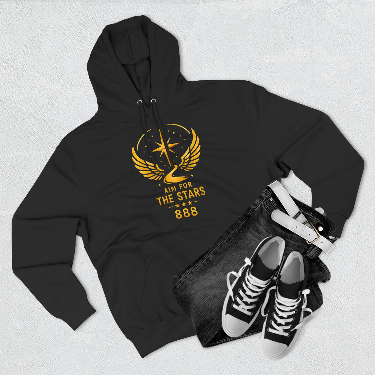 Aim for the Stars Women Black Hoodie — Inspirational 'She Stopped Waiting for a Sign, She Became One' Fleece