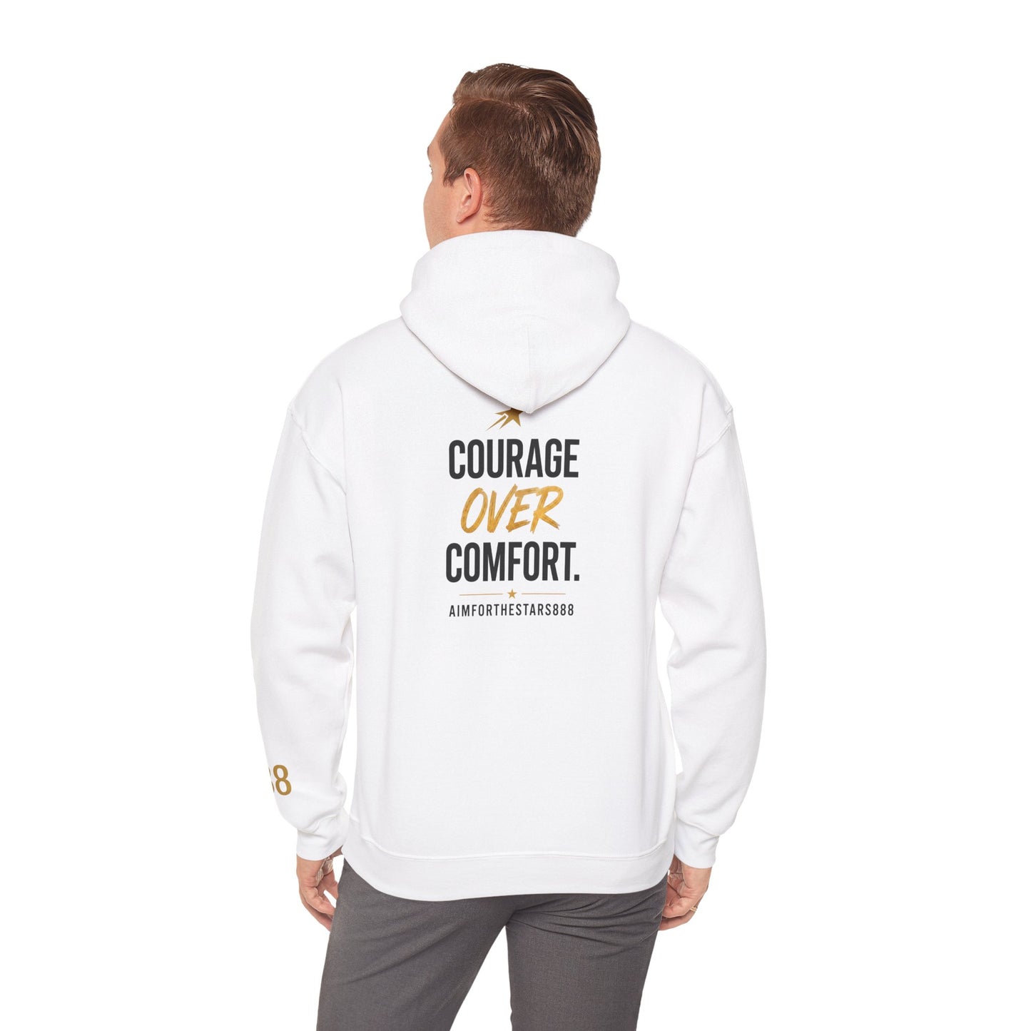 Courage Over Comfort Men's Heavyweight Graphic Hoodie