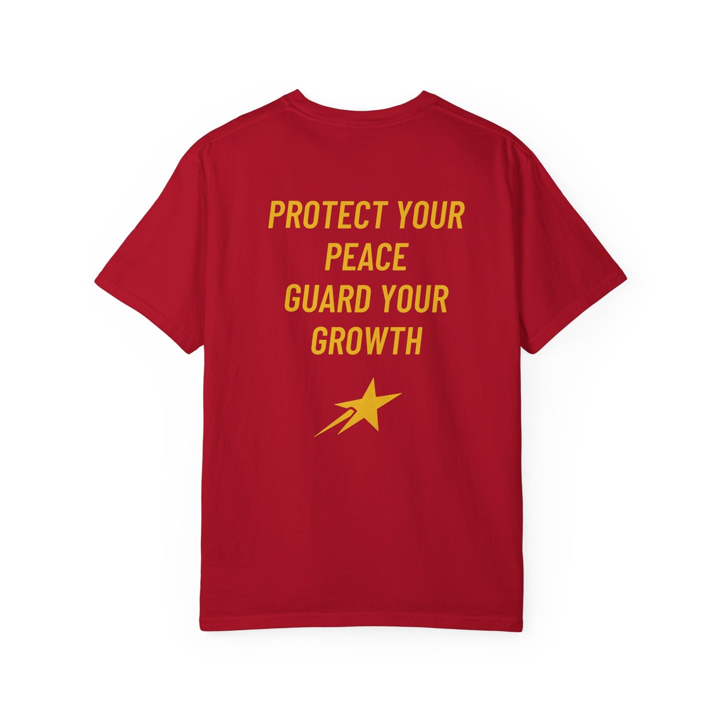 Aim For The Stars Men Red Edition T-Shirt — "Protect Your Peace Guard Your Growth"