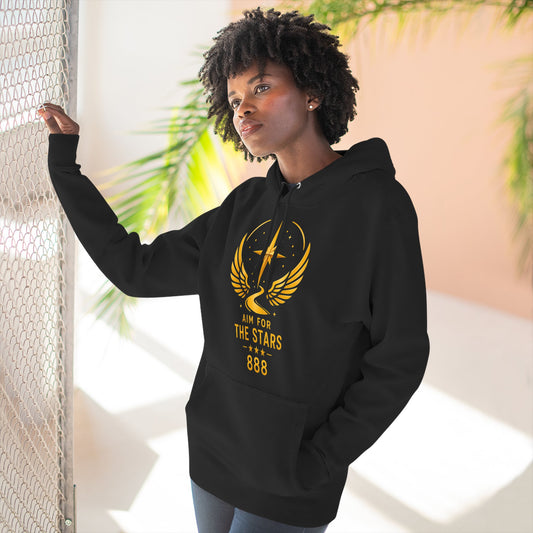 Aim for the Stars Women Black Hoodie — Inspirational 'She Stopped Waiting for a Sign, She Became One' Fleece