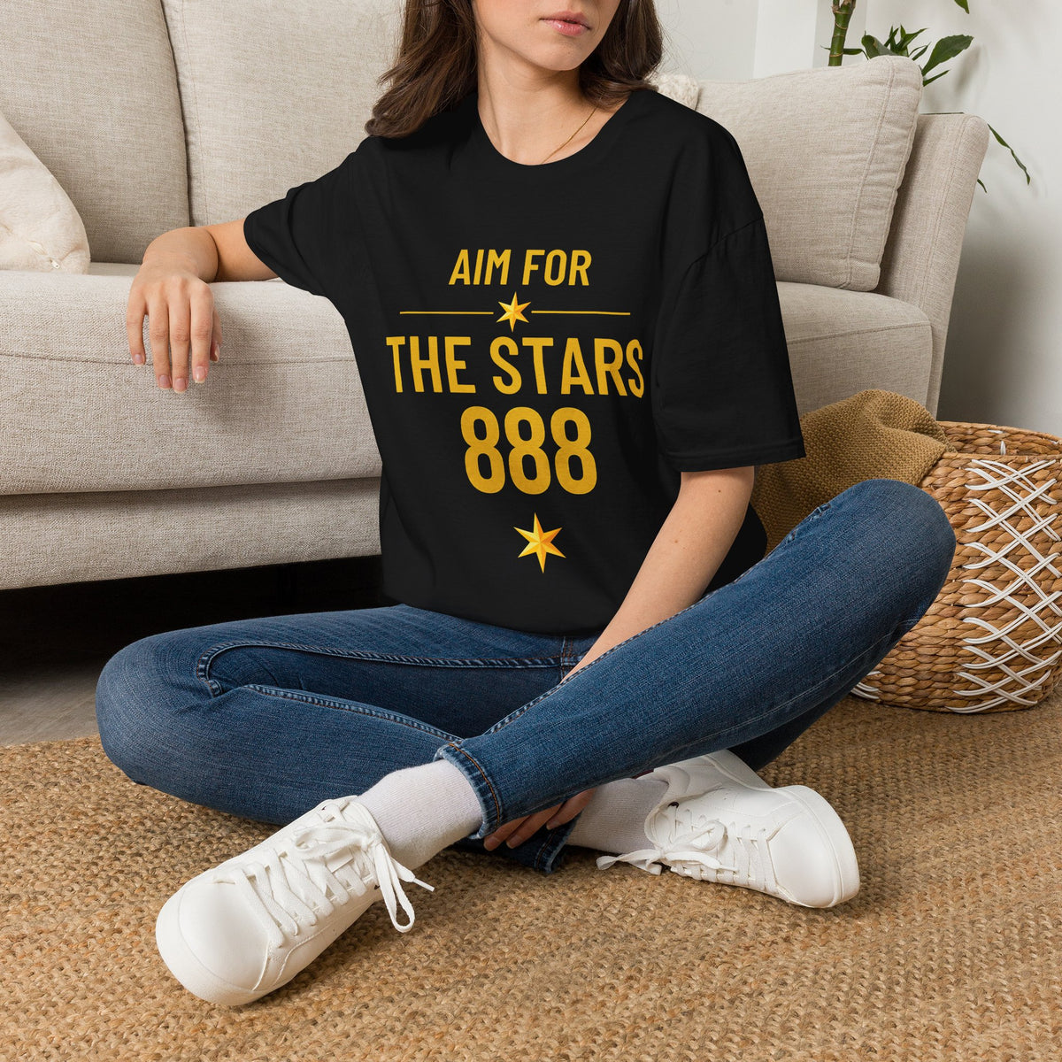 Aim For The Stars Women Black Edition T-Shirt — Inspirational Tee “Your Only Limit Is the Standard You Set”