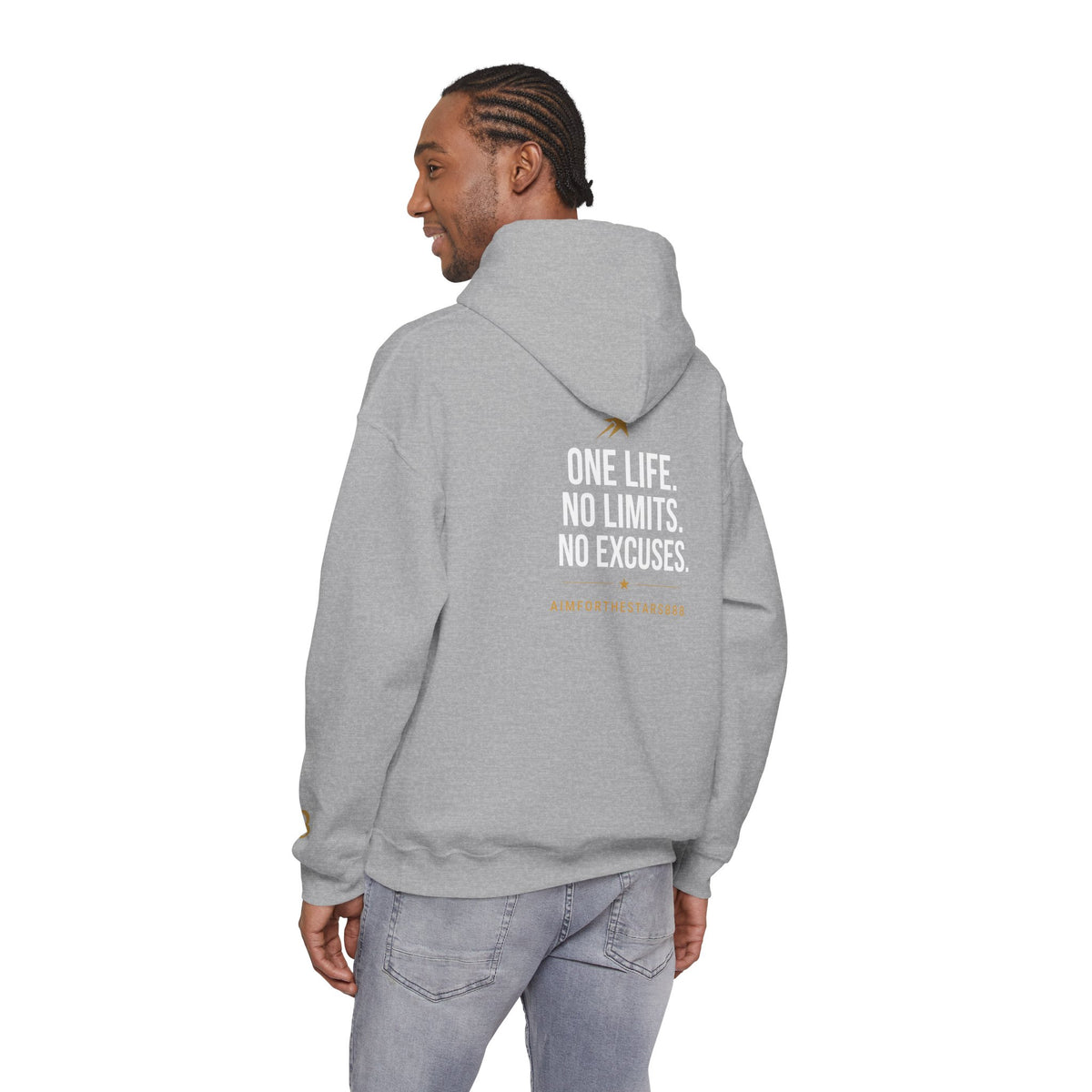 One Life No Limits No Excuses Men's Motivational Hoodie