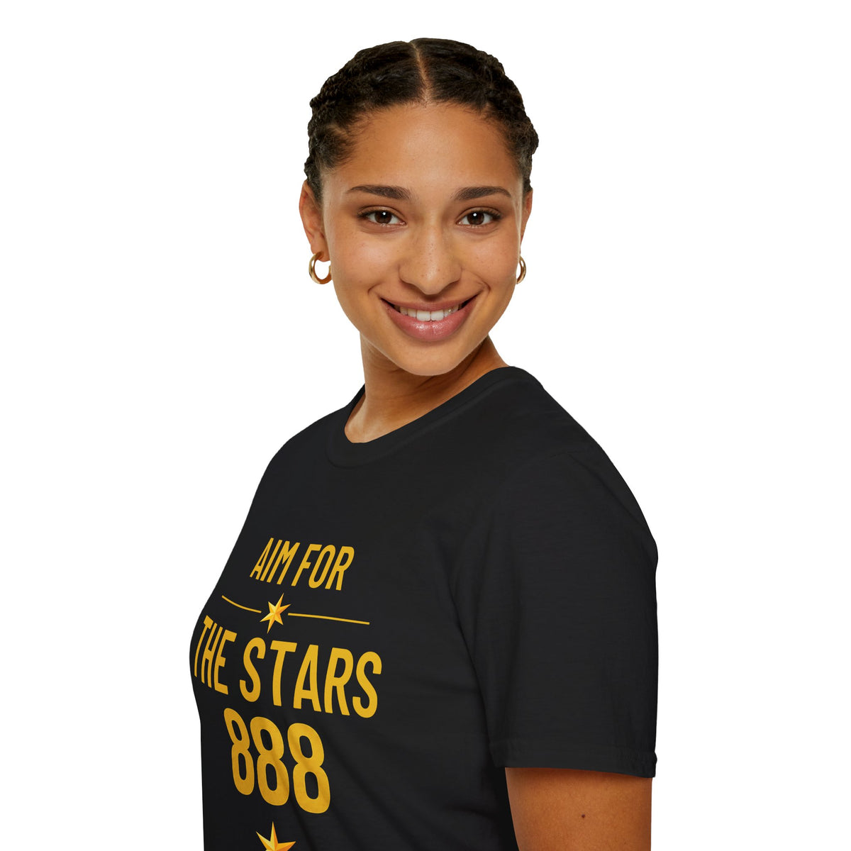 Aim For The Stars Women Black Edition T-Shirt — Inspirational Tee “Your Only Limit Is the Standard You Set”