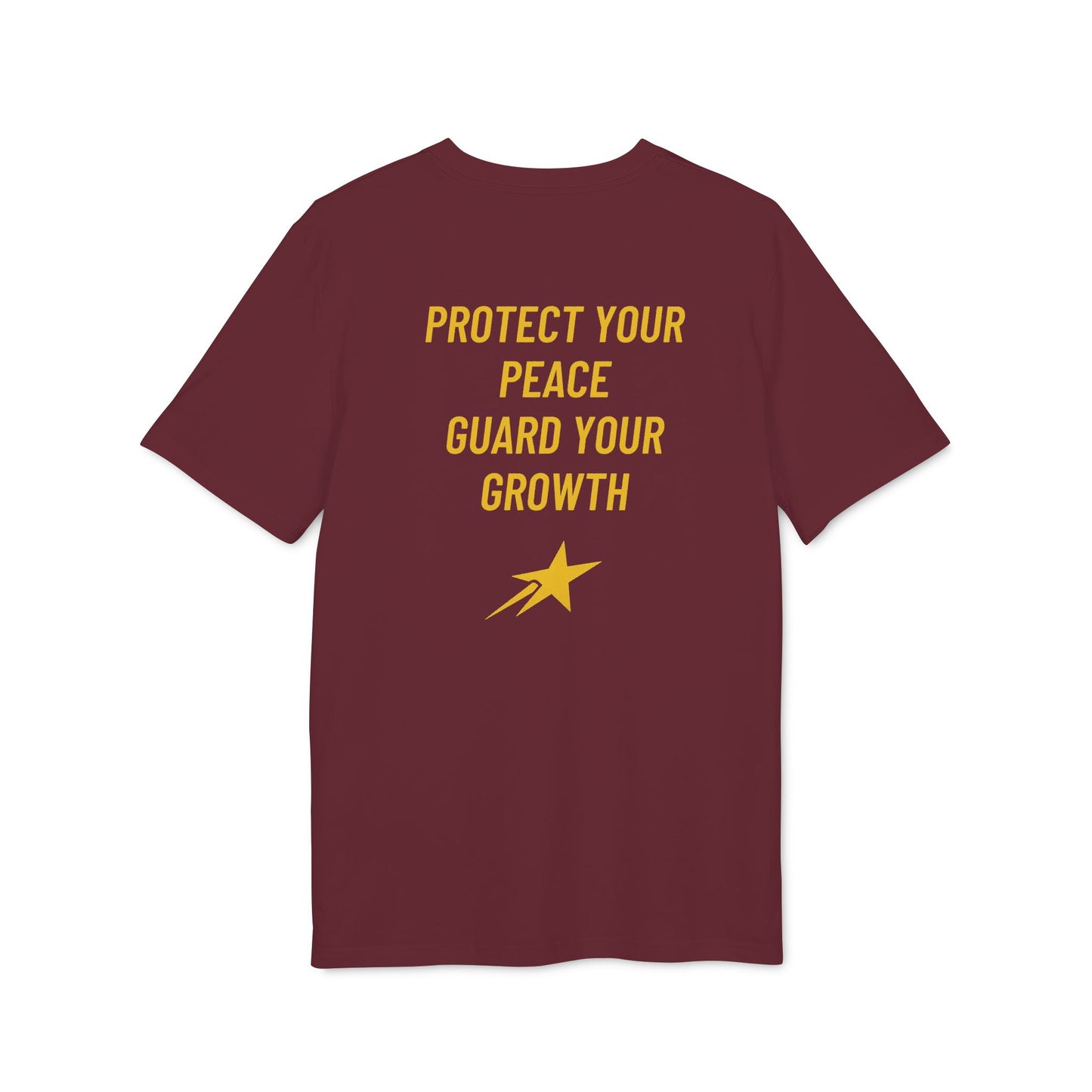Aim For The Stars Women Burgundy Edition T-Shirt — Motivational Tee “Protect Your Peace, Guard Your Growth”
