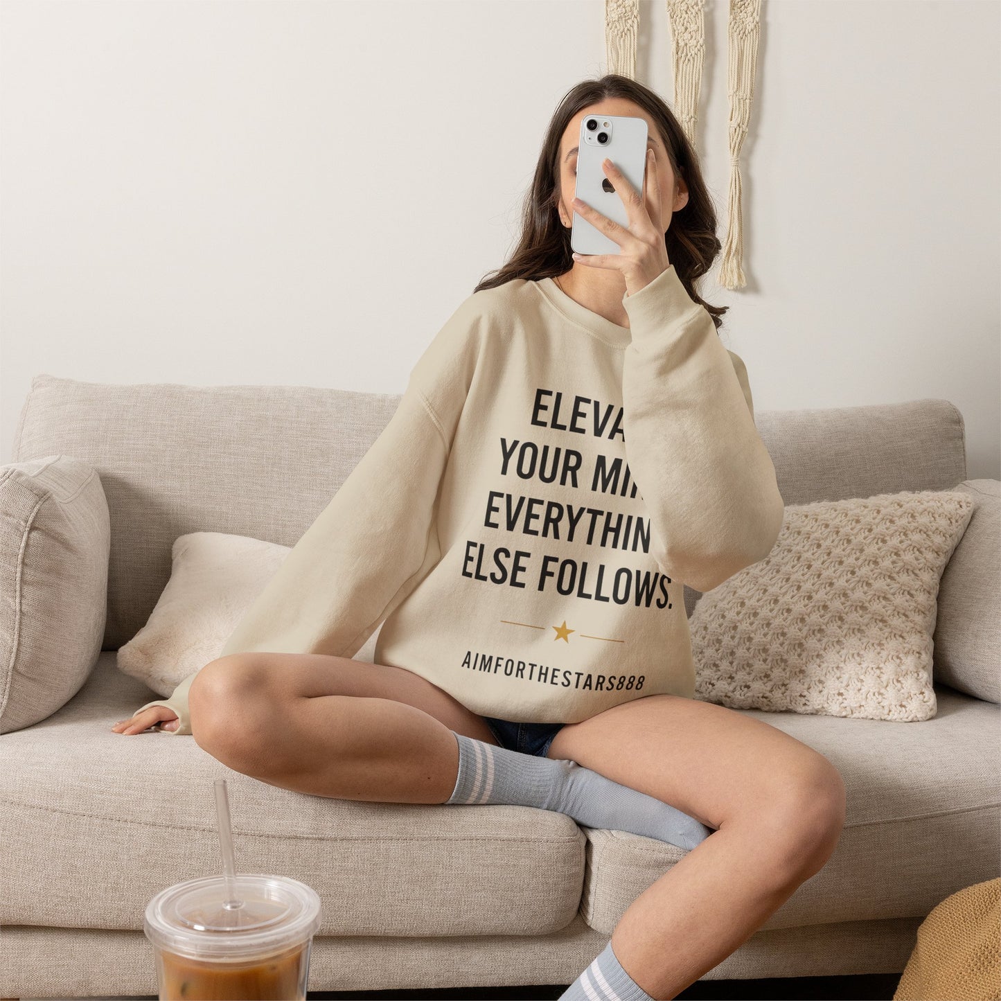 Elevate Your Mind Women's Inspirational Crewneck Sweatshirt