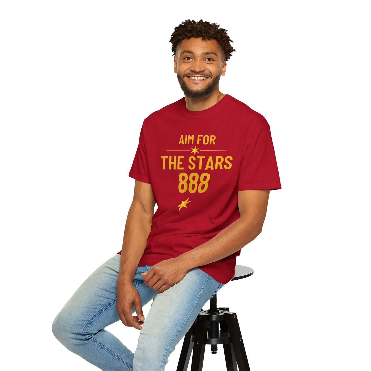 Aim For The Stars Men Red Edition T-Shirt — "Protect Your Peace Guard Your Growth"