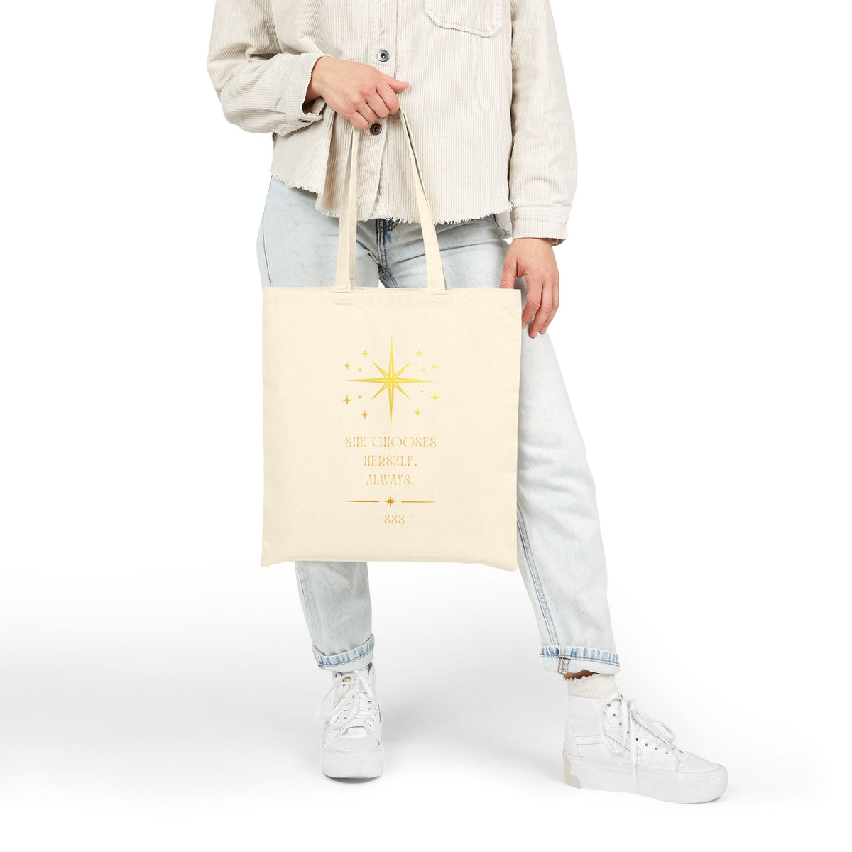 AFTS888 Women’s Tote Bag — Queen Energy, Boundaries Set Motivational Quote Tote