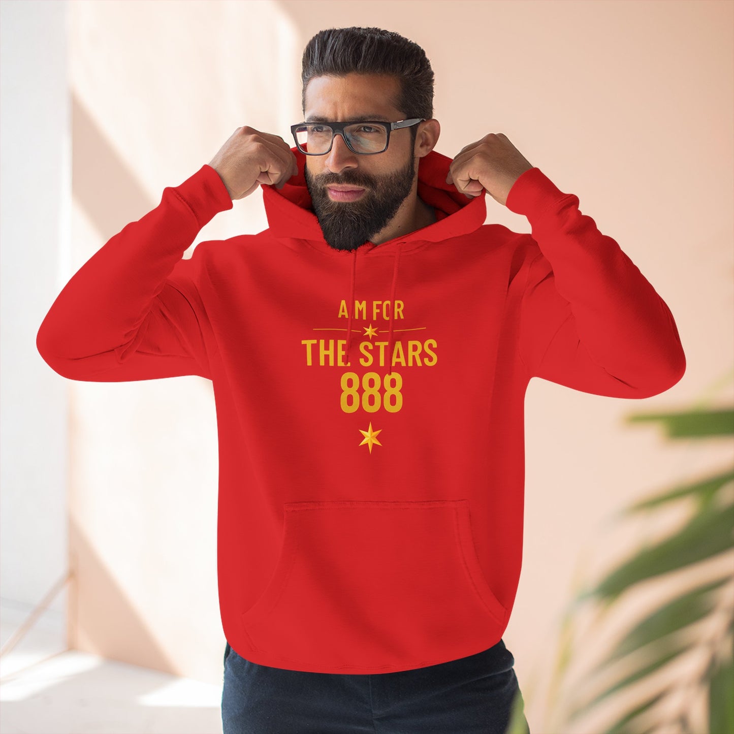 Aim For The Stars Men Red Hoodie — Motivational “Your Future Is Worth the Work You Do Today” Fleece Hoodie