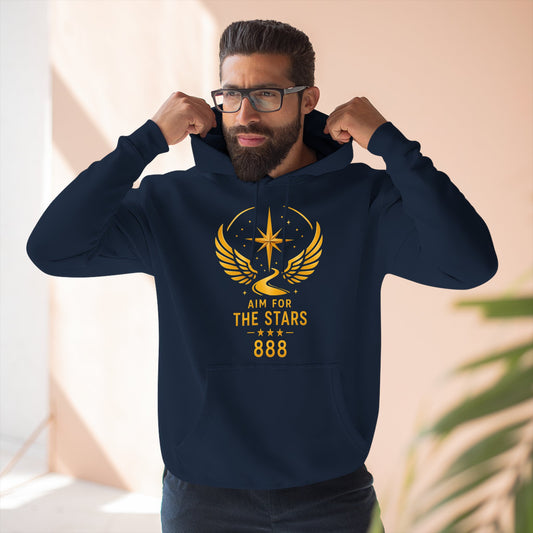 Aim for the Stars Men Navy Hoodie — Inspirational 'He Stopped Waiting for a Sign, He Became One' Fleece